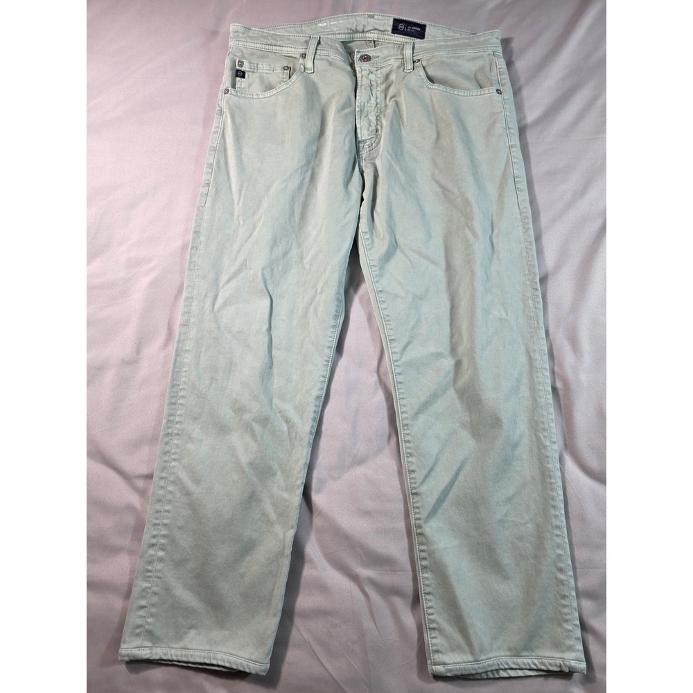 Adriano Goldschmied Tellis Pants Mens 35x34 (Fits 35x27) Sage Green Modern Slim